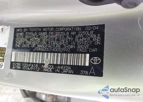 2004 Toyota Prius from USA, damaged, VIN JTDKB20U140053992